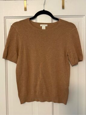 H&M Camel Short Sleeve Sweater Size S